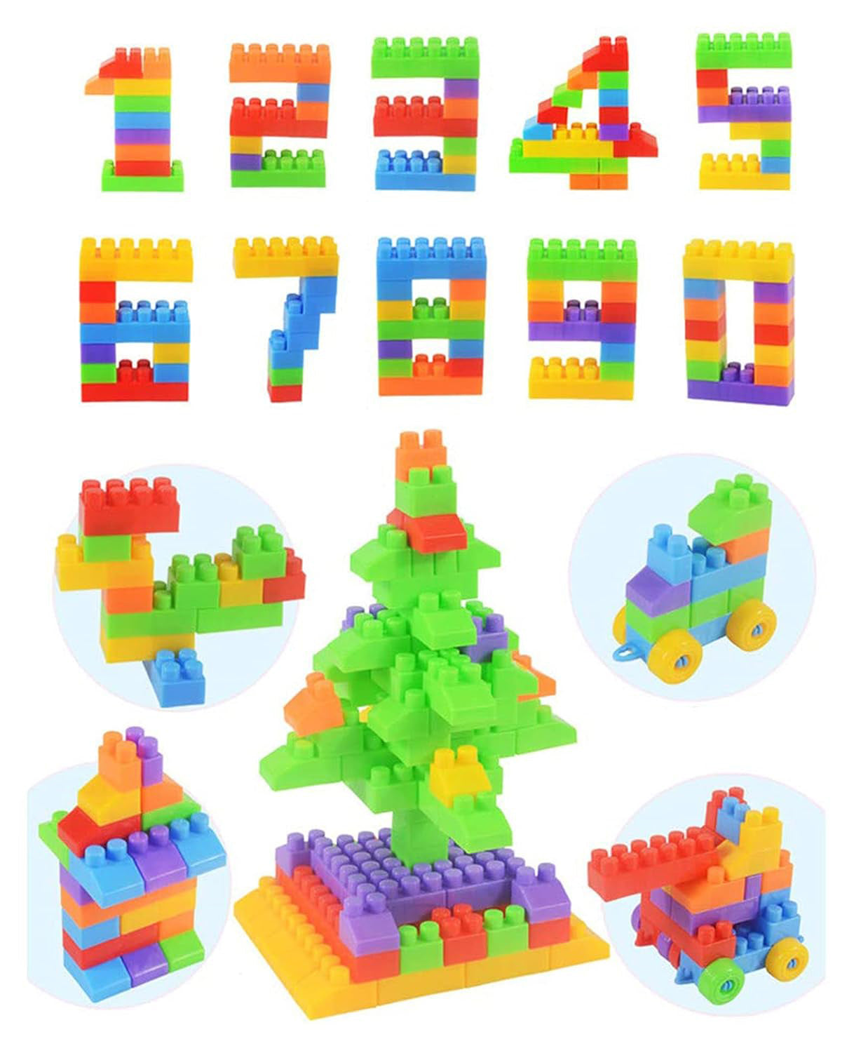 DIY 70+ Pcs Colorful Plastic Smart Puzzle Building Blocks Toy Set for Kids | Educational & Creative Construction Blocks