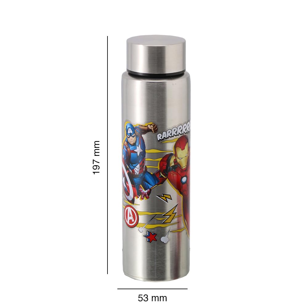Set Steel Lunch Box (600 ML) & Steel Slim Bottle (450 ML) Combo- Avengers