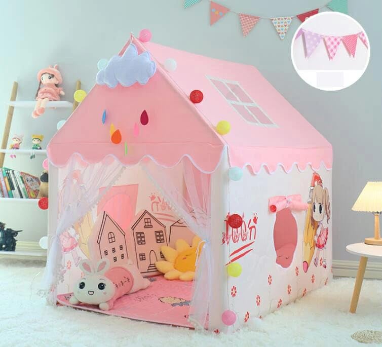 Jumbo Size Lightweight Kids Play Tent House | Barbie Theme Pink Tent for Girls and Boys Ages 3-13 Years