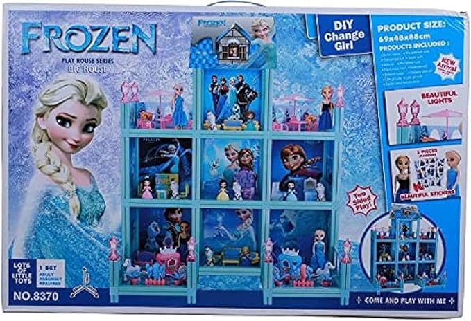 Frozen DIY Dollhouse Building Playset - Pink Dreamhouse with Dolls and Accessories
