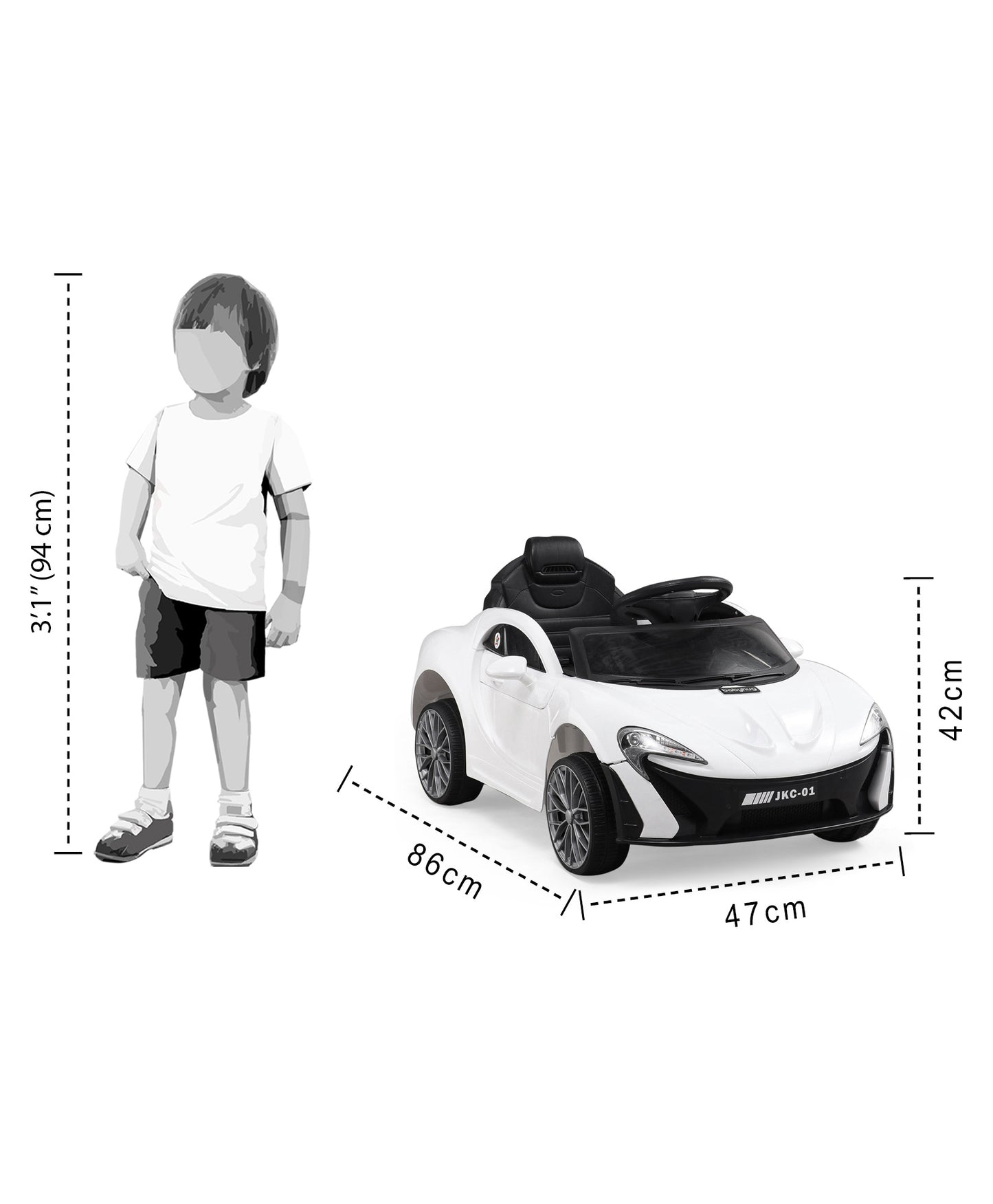 Babyhug Battery Operated Small Ride On Car with Scissor Doors, Music, and Lights - White | Fun and Safe Toddler Electric Car for Outdoor and Indoor Play  &nbsp;