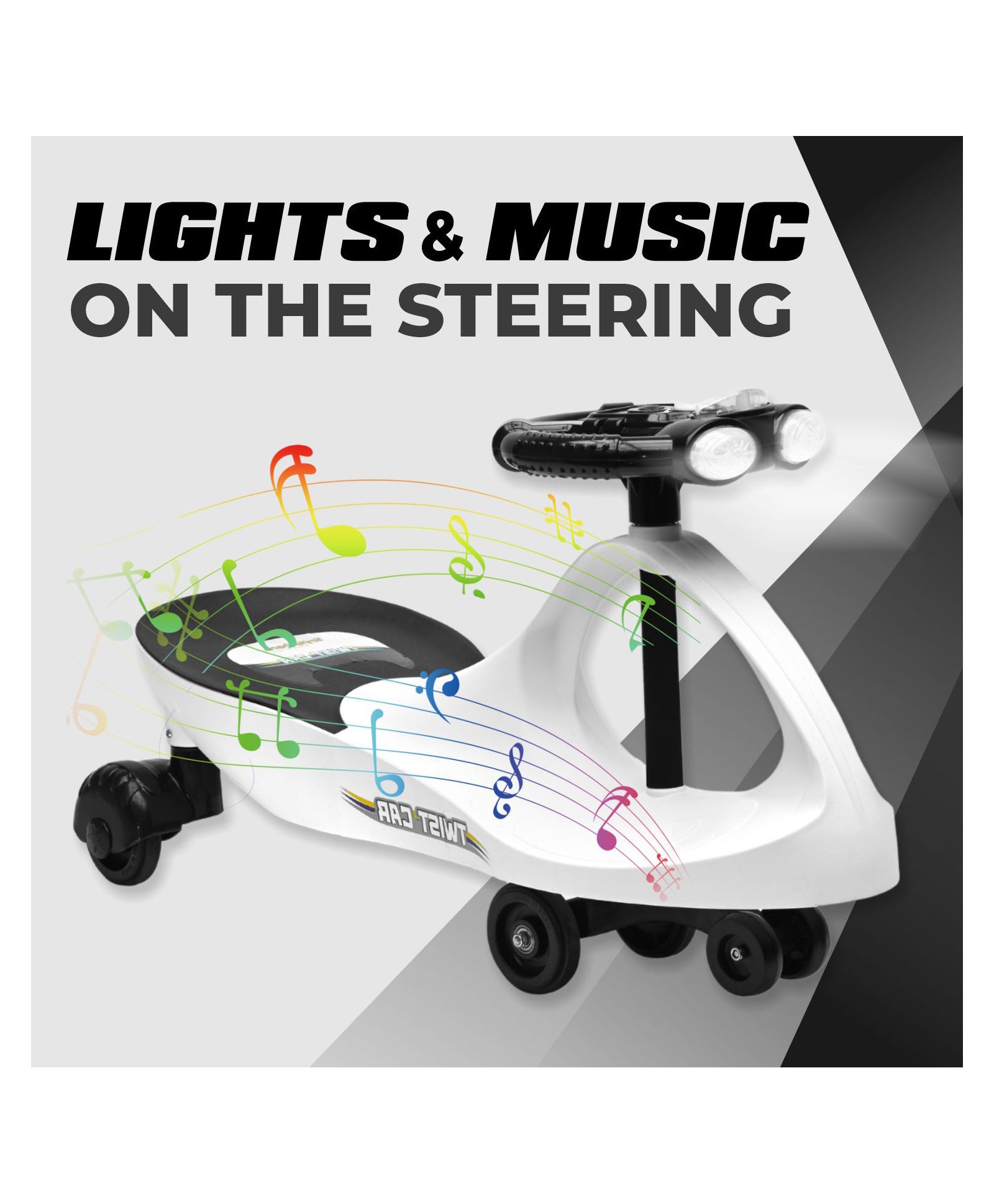 Pandaoriginals Musical Lights Plasma Car Ride On Toy for Kids | BabyCar Ride On Magic Car with LED Lights and Music | Suitable for Boys and Girls Ages 2 to 8 | White