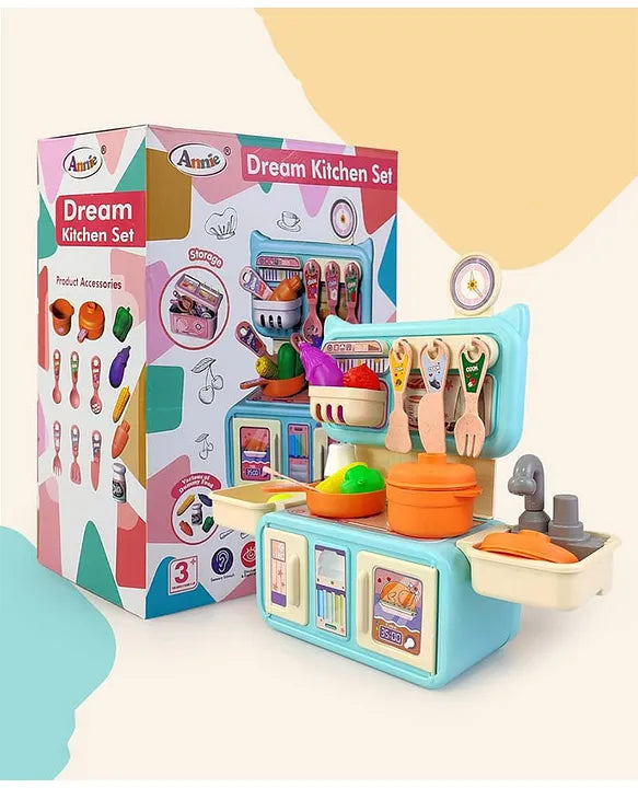 Dream Kitchen Playset Toy Pretend Play Realistic Cooking Action Modern Kitchen Set - Real Like Working Sink - Random Color As Per Stock (without Stove Small)