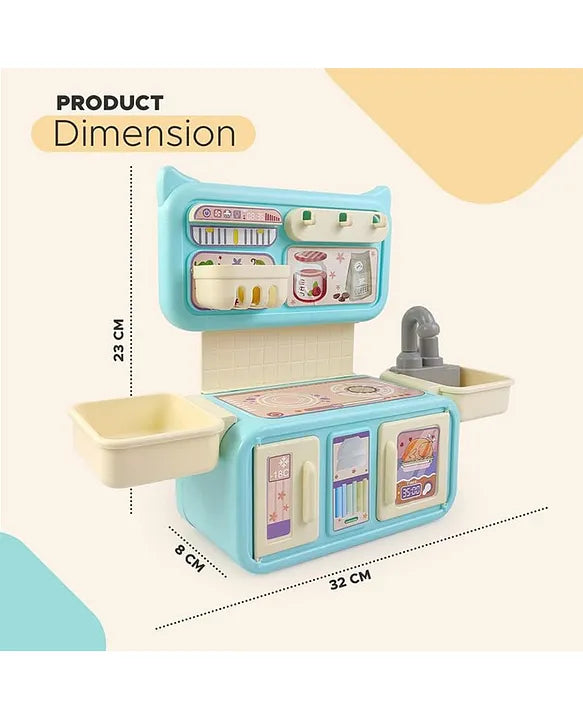 Dream Kitchen Playset Toy Pretend Play Realistic Cooking Action Modern Kitchen Set - Real Like Working Sink - Random Color As Per Stock (without Stove Small)