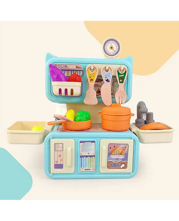 Dream Kitchen Playset Toy Pretend Play Realistic Cooking Action Modern Kitchen Set - Real Like Working Sink - Random Color As Per Stock (without Stove Small)