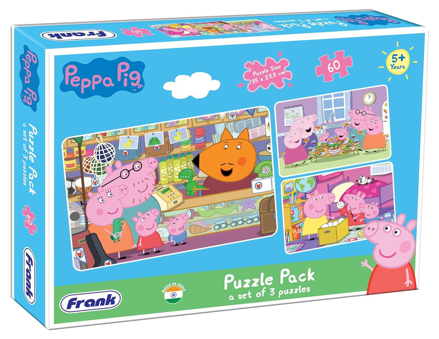 Frank Peppa Pig (60 Pieces) 3-in-1 Jigsaw Puzzle
