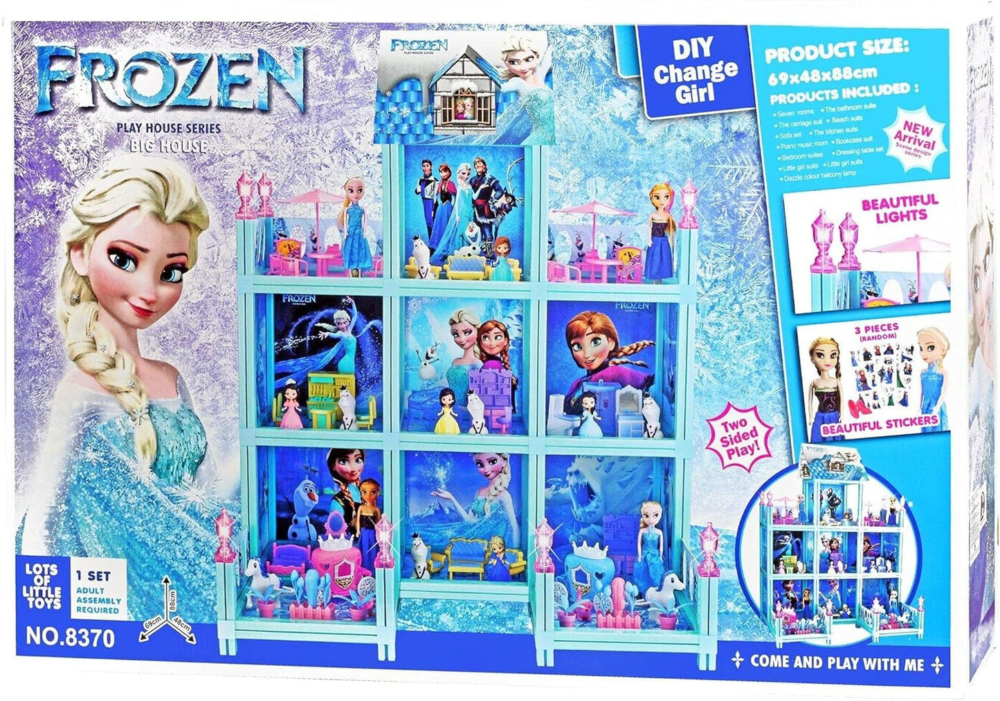 Frozen DIY Dollhouse Building Playset - Pink Dreamhouse with Dolls and Accessories