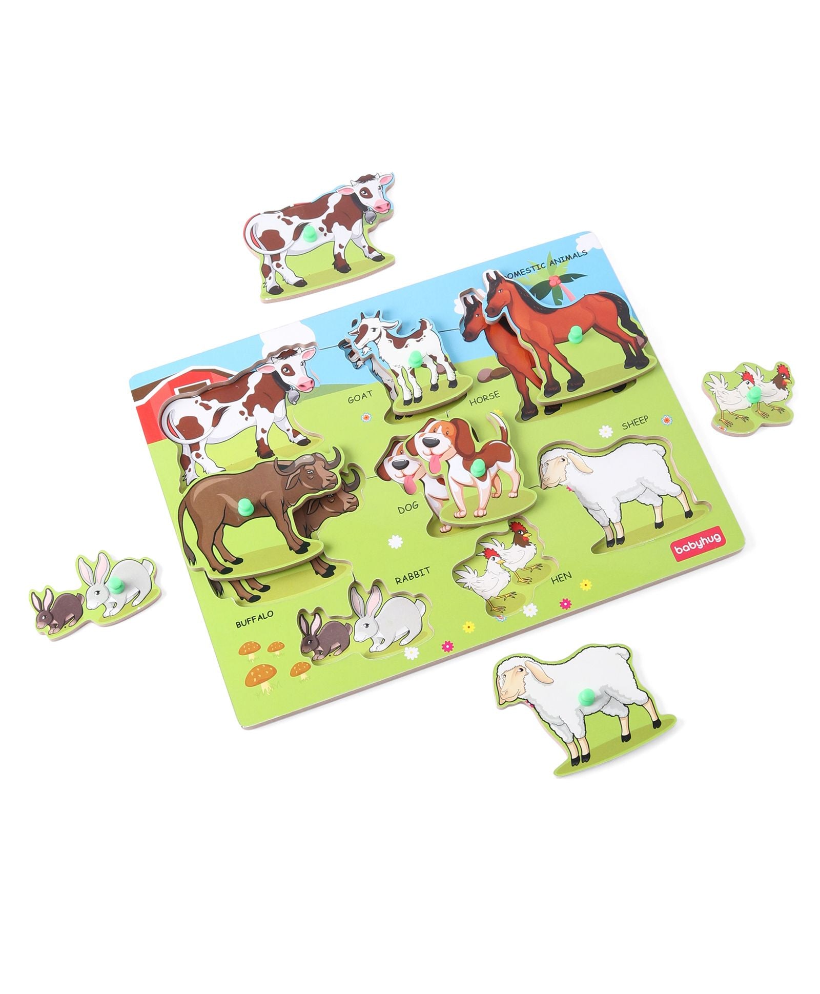 SmartyKids Wooden Domestic Animals Puzzle Set - 8 Pieces