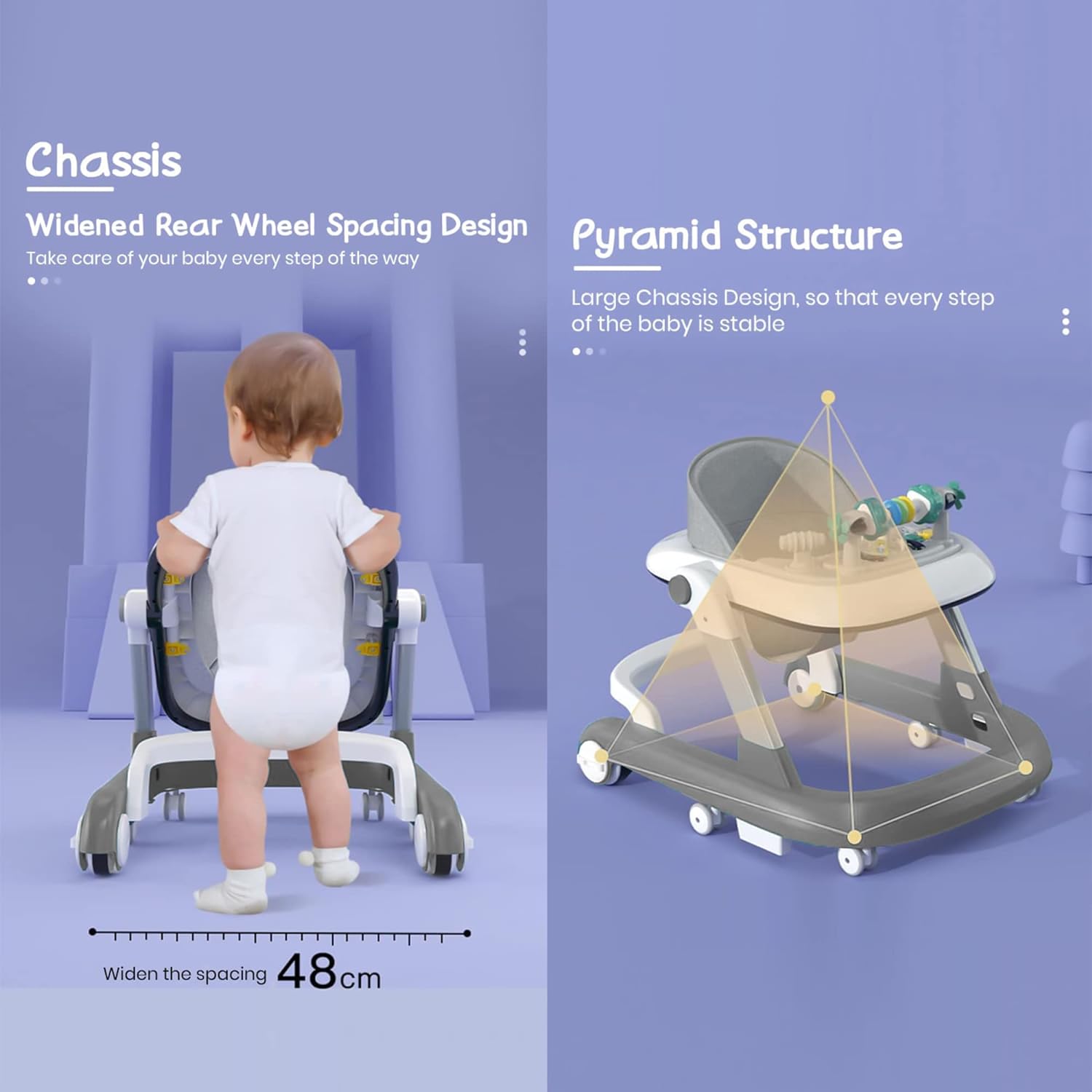 2-in-1 Tiny Baby Walker: Adjustable, Musical, and Safe