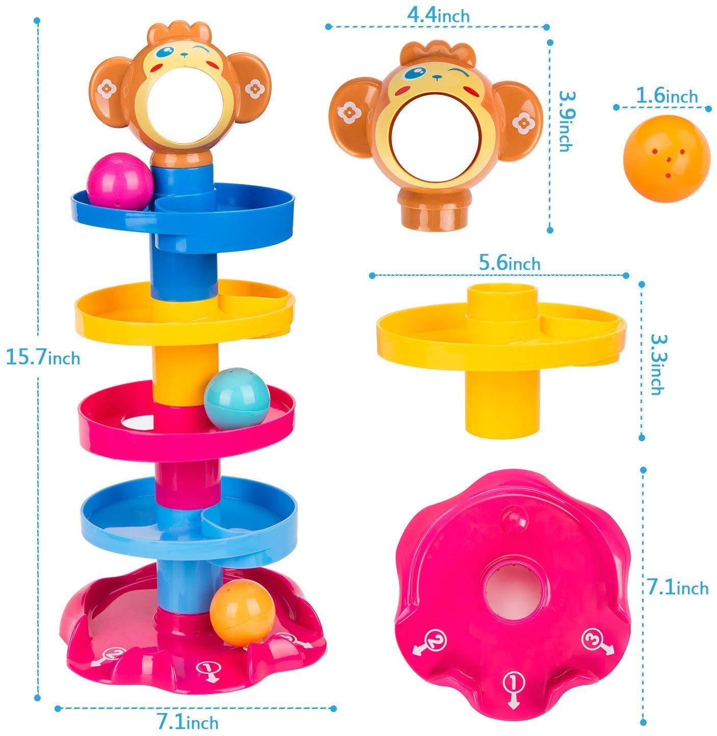 BrightStart Monkey Ball Drop Toy - 5-Layer Swirling Tower