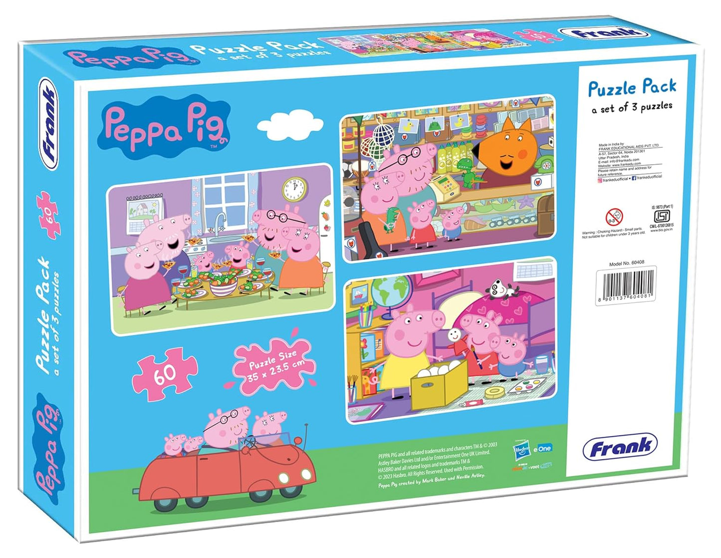 Frank Peppa Pig (60 Pieces) 3-in-1 Jigsaw Puzzle