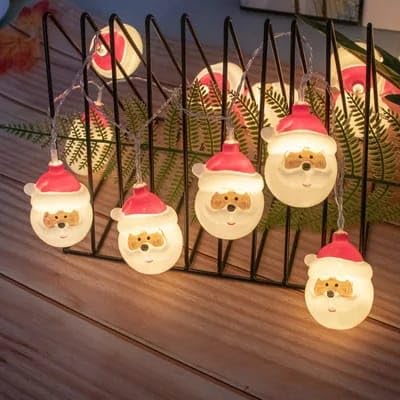 PartyToko Christmas Wish Ball Santa Curtain Led Lights (6.5ft,Pack of 1) 10 LED Lights Curtain Light (Warm White) Christmas Fairy Light