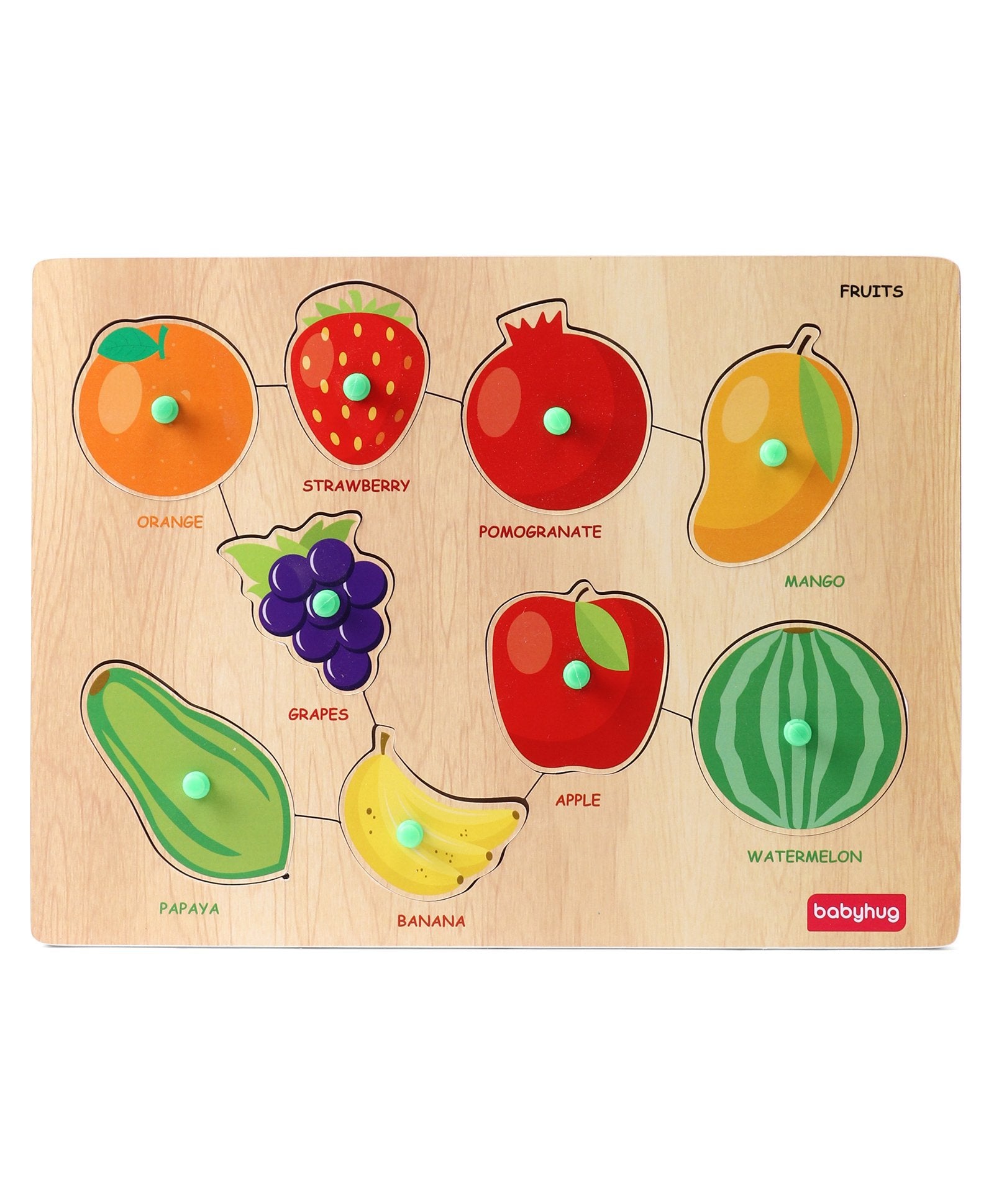 SmartyKids Wooden Fruit Puzzle Set - 9 Pieces