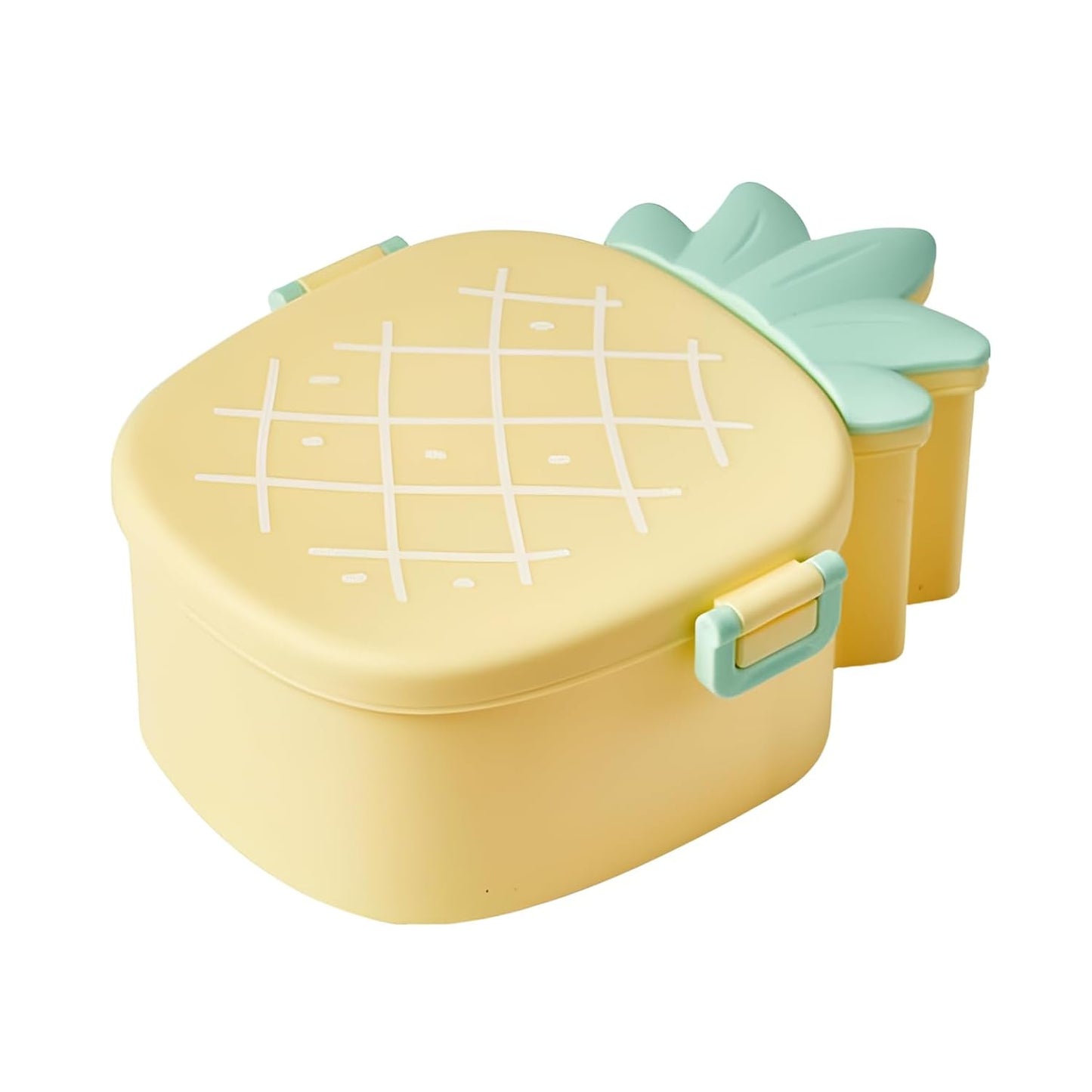Cute Pineapple Shaped Kids Lunch Box, Fun, Eco-Friendly Bento Container with Microwave-Safe Fork, Spoon and Snack Storage for School or Office
