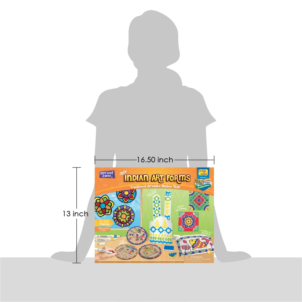 Imagimake Learn Indian Art Forms-Arts and Craft DIY Kit for Kids, Ages 8-12, 5 Indian Art Forms-Madhubani, Warli, Lippan, Mandala & Block Printing, Perfect DIY Craft Kit for Kids