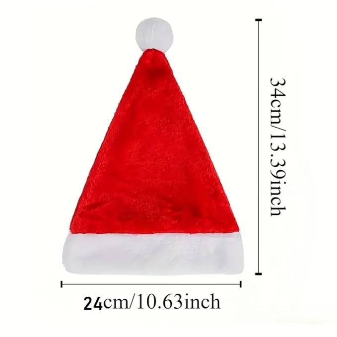 Santa Cap Soft Plush Fur Santa Hat Unisex Christmas Cap for Adult & Kids Soft Free Size Stretch Comfortable Santa Clause Hat Christmas Items for kids