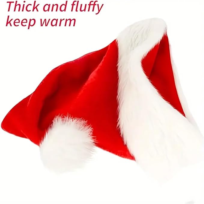 Santa Cap Soft Plush Fur Santa Hat Unisex Christmas Cap for Adult & Kids Soft Free Size Stretch Comfortable Santa Clause Hat Christmas Items for kids