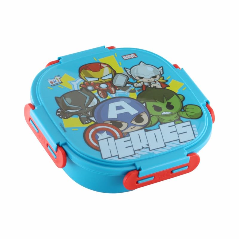 Avengers 3 Grid bento Lunch Box with Stainless Steel Inner and a Steel Spoon