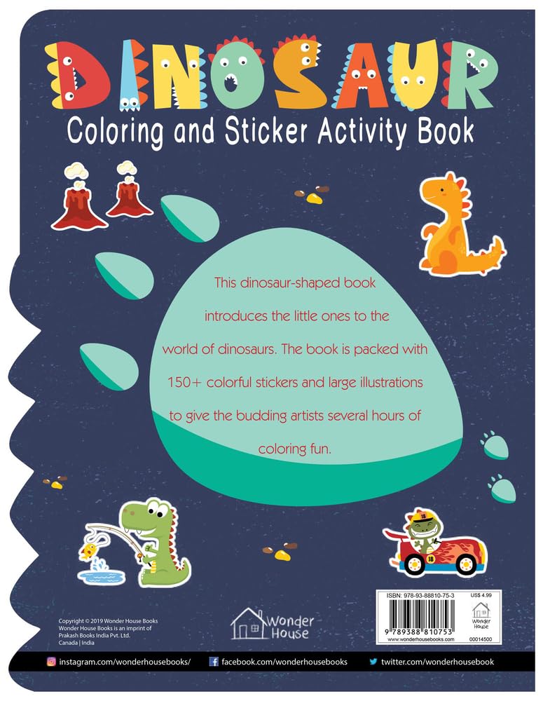 Dinosaurs - Coloring and Sticker Activity Book (With 150+ Stickers)48 pages,2-4 years