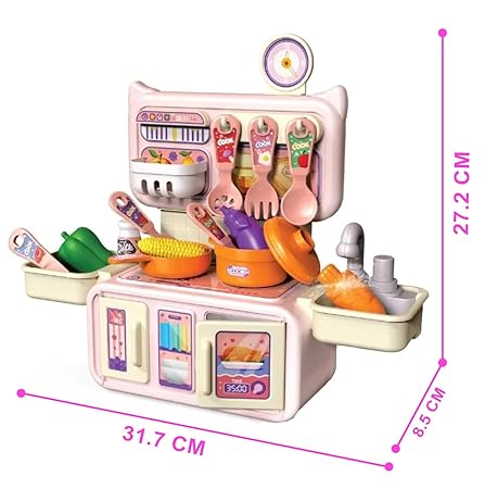 Dream Kitchen Playset Toy Pretend Play Realistic Cooking Action Modern Kitchen Set - Real Like Working Sink - Random Color As Per Stock (without Stove Small)