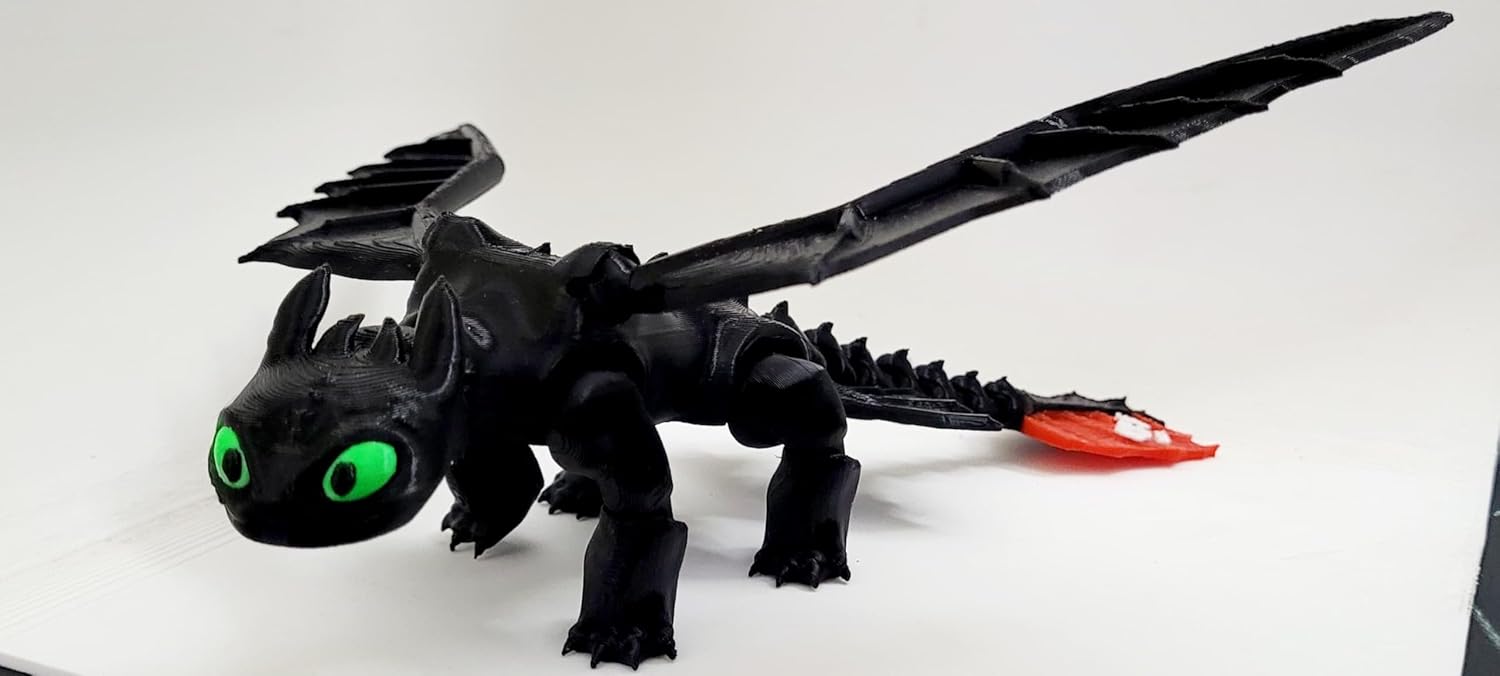 Flexible Toothless Dragon 3D Printed Night Fury