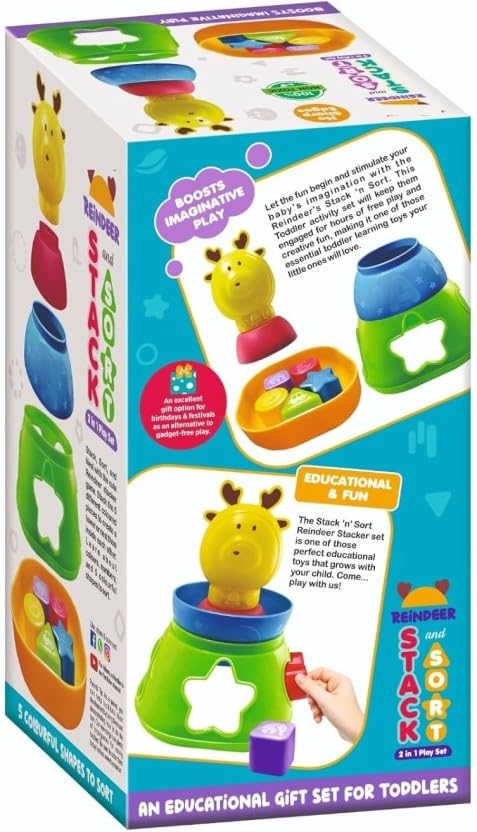 Reindeer Stack N Sort 2 in 1 Stacking and Shape Sorter Play Set , 100% ...