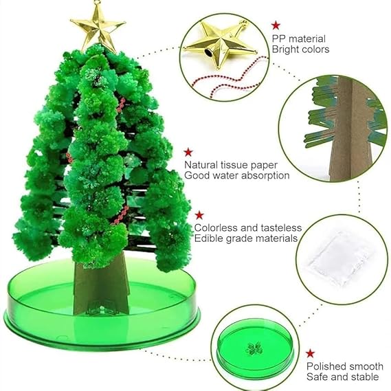 IDELLA Magic Growing Crystal Christmas Tree, DIY Decorations Tree, Funny Educational and Party Toys, Kids DIY Felt Magic Growing Xmas Ornaments