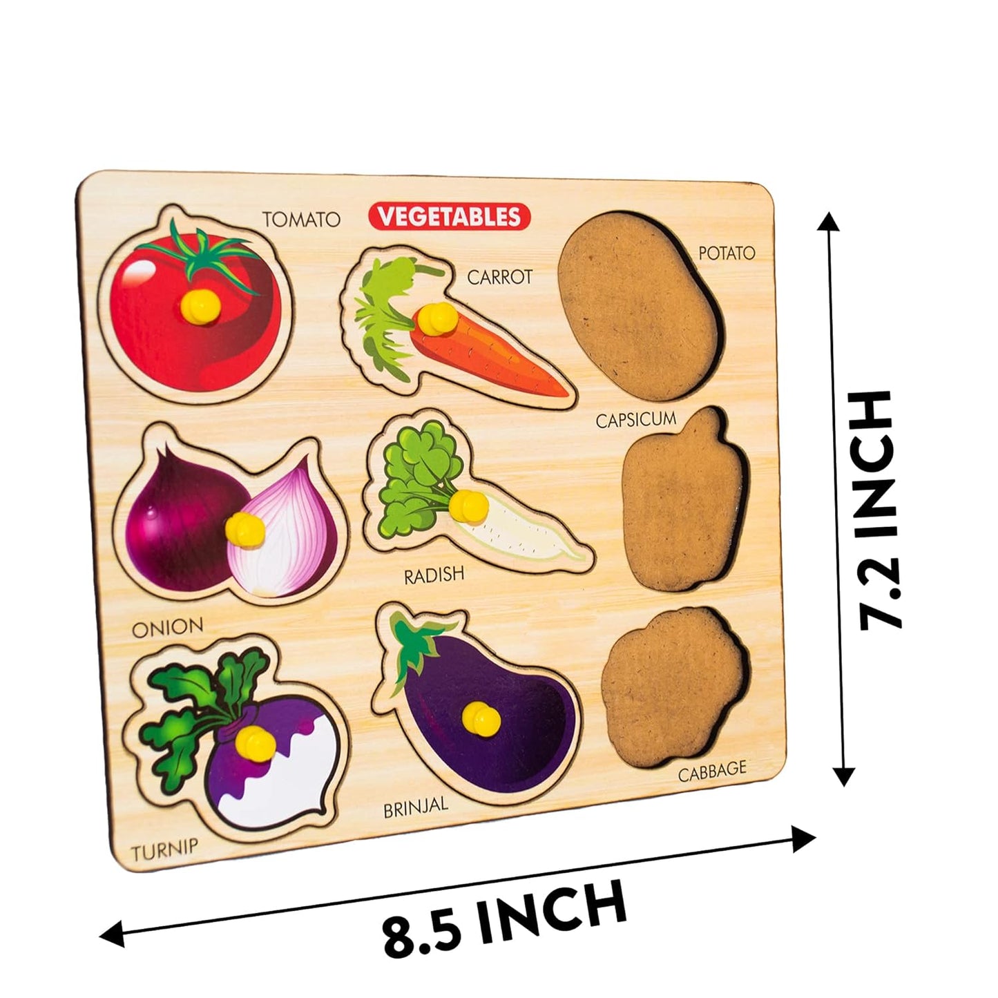 SmartStart Colorful Fruit and Vegetable Wooden Peg Puzzle Set - 18 Pieces