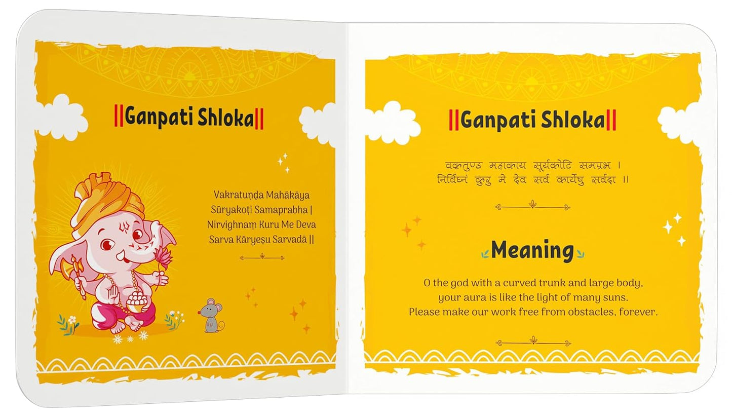 Shlokas and Mantras For Kids Illustrated Padded Board Book Learn About India's Rich Culture and Tradition In Three Languages 5-12 years