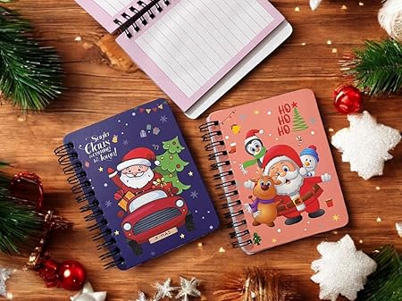 Christmas Santa Stationery Gift Set for Kids I new year goody gift set cute stylish School Stationery Pencil Pouch with Bag Diary I Return Gift for Kids (8 items set)