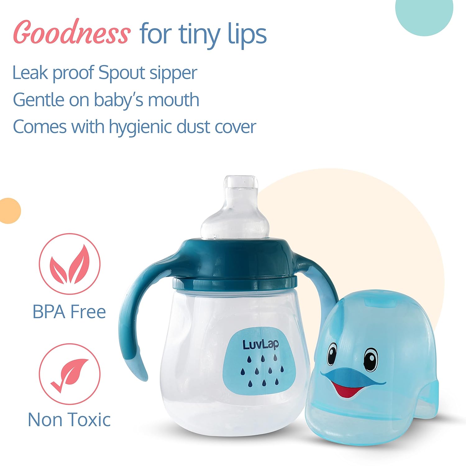 LuvLap Little Dolphin Sipper | Soft Silicone Spout | Anti-Spill