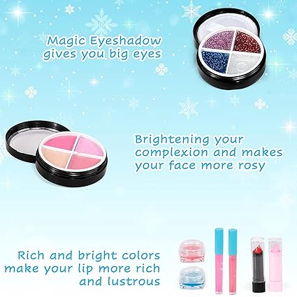 Kidology Kids Makeup Kit for Girl, Unicorn Toys for Girl Real Washable Makeup Girls Princess Play Make Up Toys, Makeup Set for Age 3+ Year Old Christmas & Birthday Gift (Princess Makeup Set)