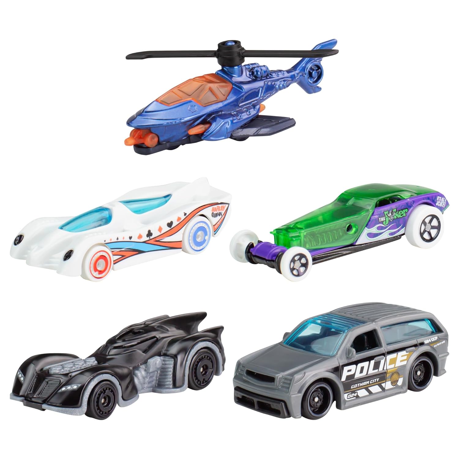 Batman-Themed Hot Wheels 1:64 Scale Toy Cars, Set of 5 Batman-Themed Vehicles