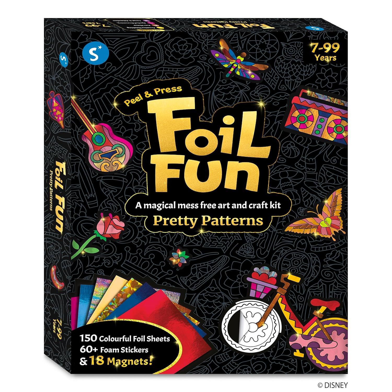 Skillmatics Art & Craft Activity - Foil Fun Pretty Patterns, Mess-Free Craft Kit with Magnets & Supplies, DIY Creative Activity for Girls & Boys Ages 7 and Up, Ideal Gift