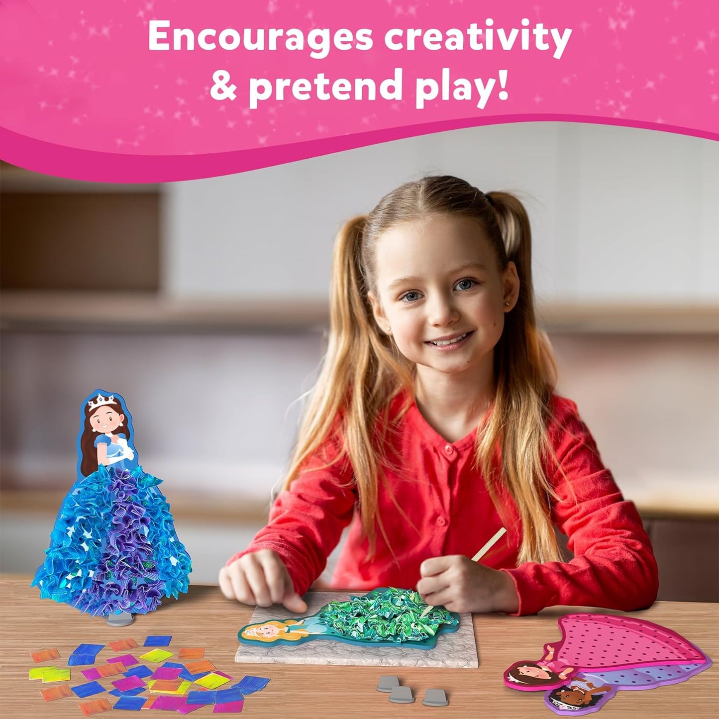 Skillmatics Art & Craft Activity - Poke-in Art Magical Princesses, Mess-Free Craft Kits for Kids - DIY Activity, Perfect Gifts for Girls & Boys Ages 4-8