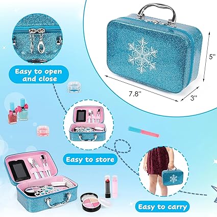 Kidology Kids Makeup Kit for Girl, Unicorn Toys for Girl Real Washable Makeup Girls Princess Play Make Up Toys, Makeup Set for Age 3+ Year Old Christmas & Birthday Gift (Princess Makeup Set)