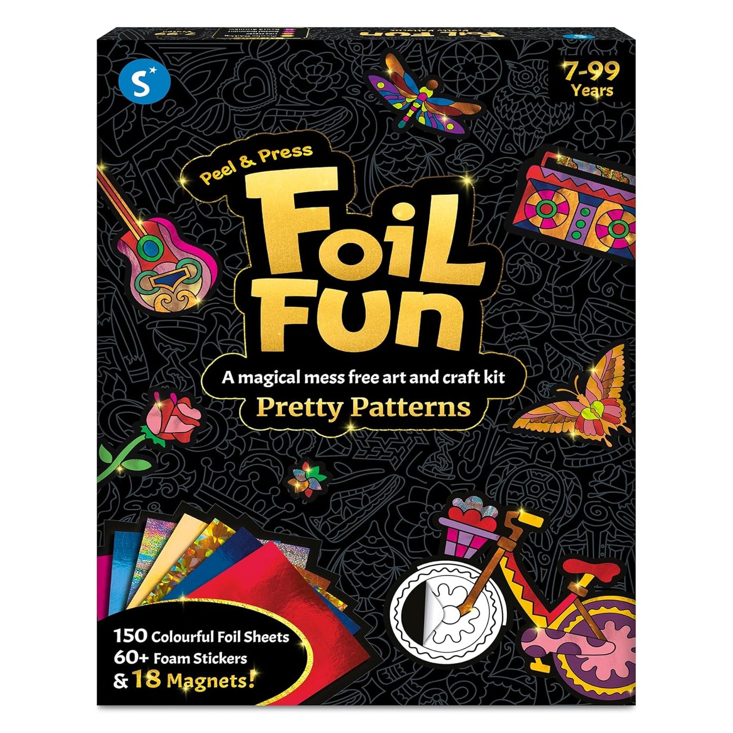 Skillmatics Art & Craft Activity - Foil Fun Pretty Patterns, Mess-Free Craft Kit with Magnets & Supplies, DIY Creative Activity for Girls & Boys Ages 7 and Up, Ideal Gift