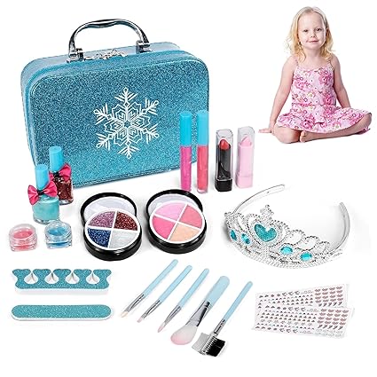 Kidology Kids Makeup Kit for Girl, Unicorn Toys for Girl Real Washable Makeup Girls Princess Play Make Up Toys, Makeup Set for Age 3+ Year Old Christmas & Birthday Gift (Princess Makeup Set)