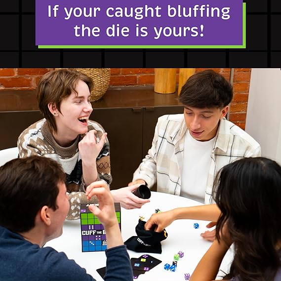 Cuff The Bluff - A Fun Bluffing Dice & Card Game, Strategy Game for Kids, Teens & Adults, Gifts Ages 12+, Easy to Learn