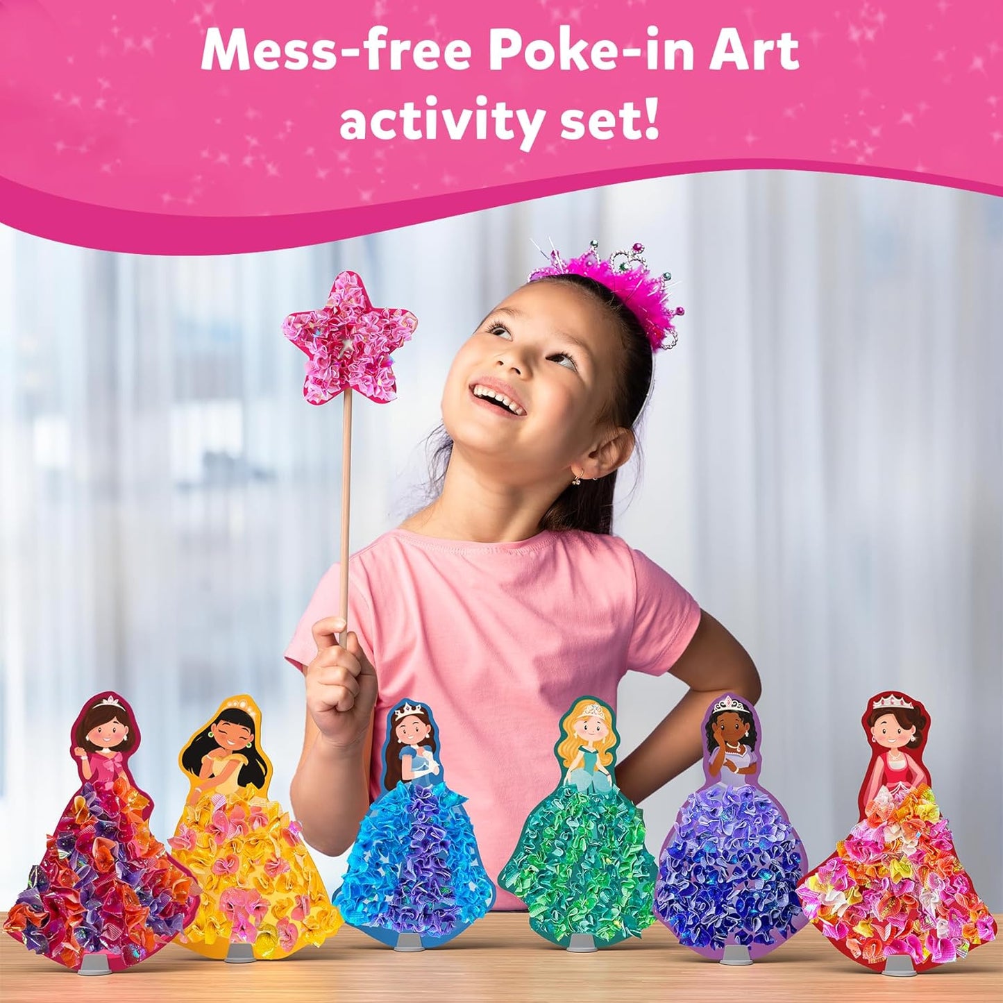 Skillmatics Art & Craft Activity - Poke-in Art Magical Princesses, Mess-Free Craft Kits for Kids - DIY Activity, Perfect Gifts for Girls & Boys Ages 4-8