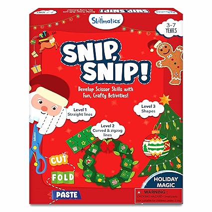 Skillmatics Art & Craft Christmas Kit - Snip, Snip Holiday Magic, Develop Scissor Skills, Fun & Crafty Activities, Gifts for Toddlers, Girls & Boys Ages 3, 4, 5, 6, 7