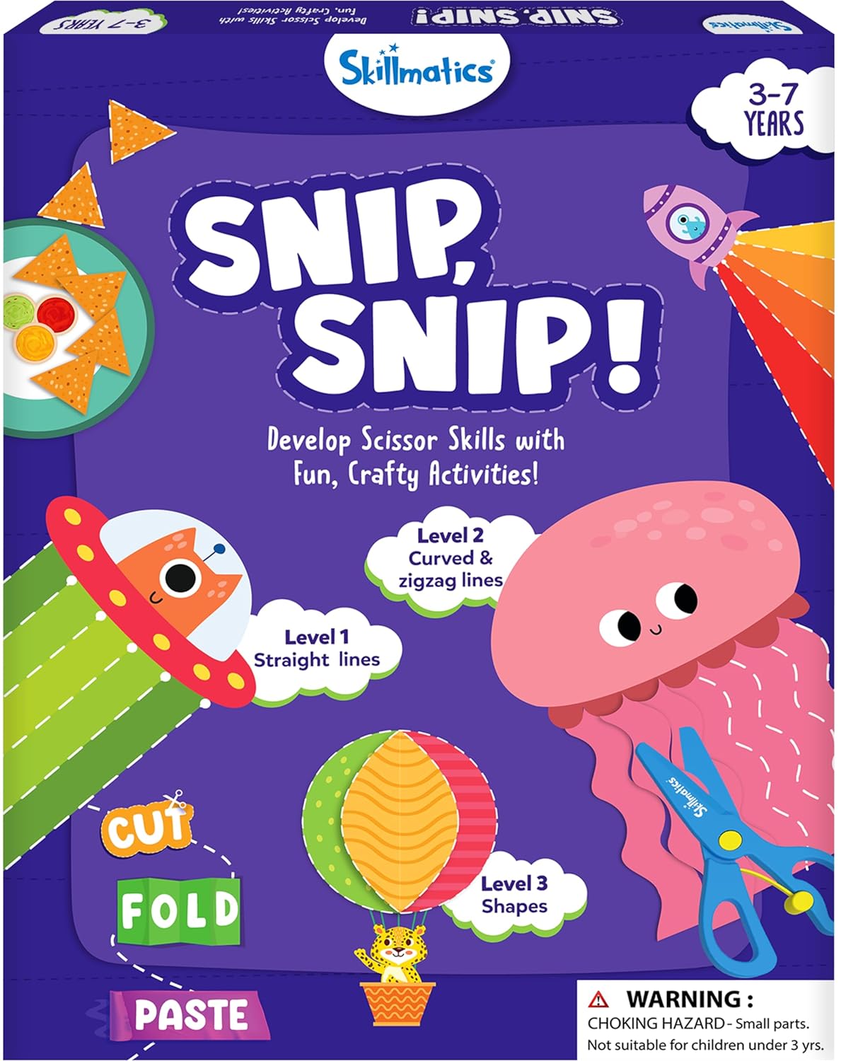 Art & Craft Activity Kit - Snip, Snip! Practice Scissor Skills with 25 DIY Activities, Craft Kits & Supplies for Toddlers, Girls & Boys Ages 3-7, Perfect Travel Toy, Multicolor