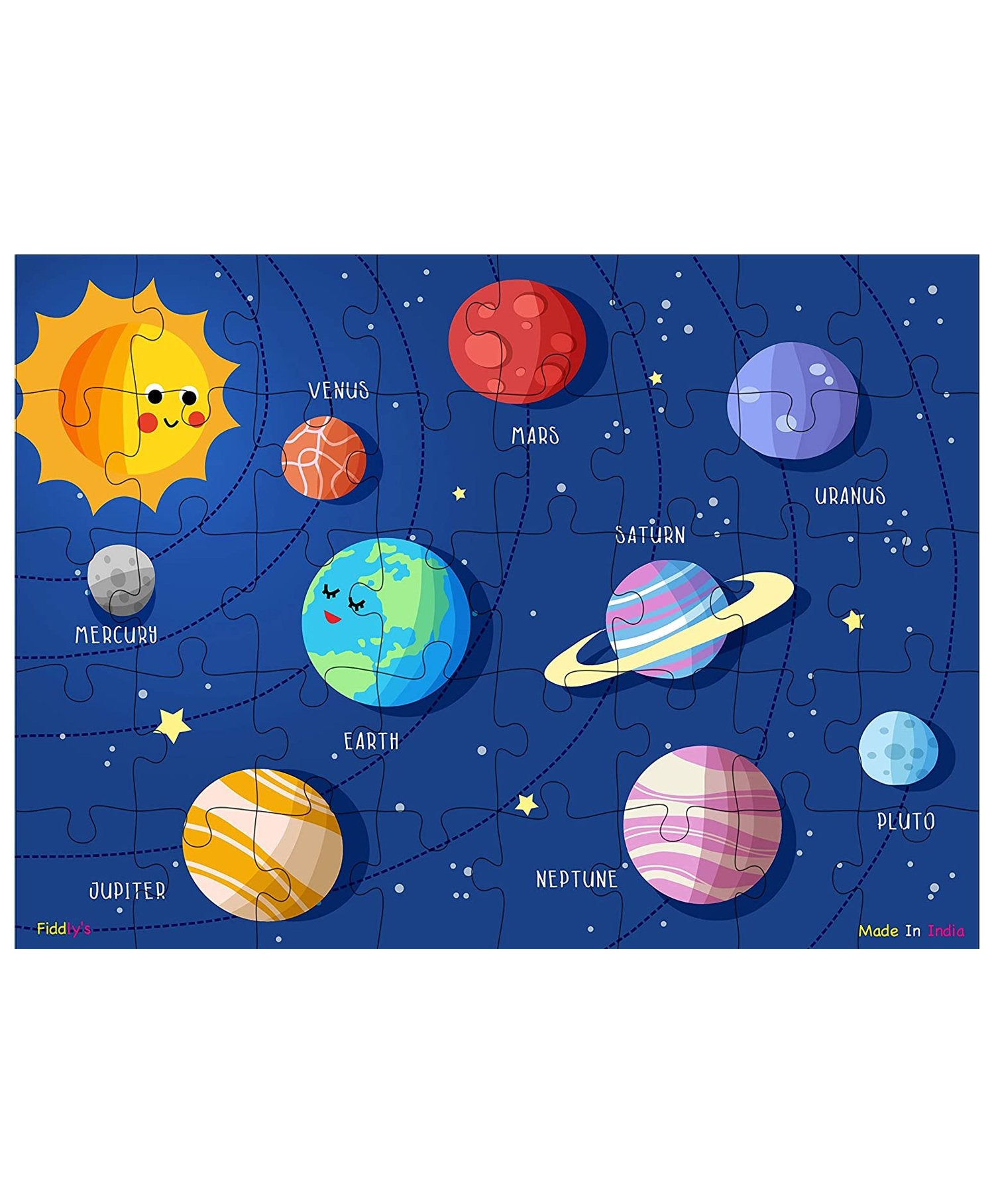 Wooden Solar System Jigsaw Puzzle for Kids | 40-Piece Blue Eco-Friendly Educational Toy