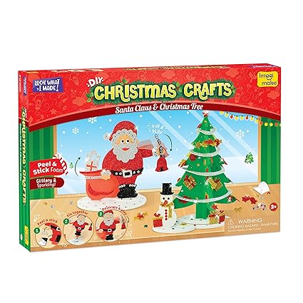 Foam Christmas Craft Kit - 3D Santaclaus, Sparkling Christmas Tree, Snowman | Peel & Stick, Glittery Fun | Toys For Kids | Mess-Free, Creative Diy | Christmas Gifts For Kids, Multicolor