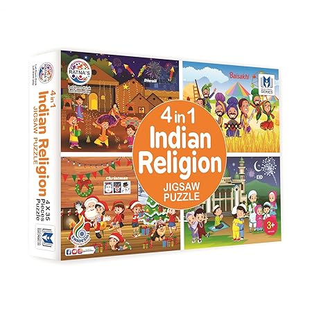 Ratna's 4 in 1 Indian Religion Jigsaw Puzzle (4 x 35 Pieces) for Kids 3+ Years