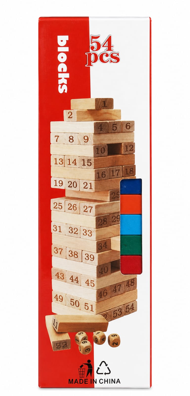 54-Piece Wooden Numbered Stacking Tower Game – Balance, Skill & Educational Building Blocks for Kids & Family