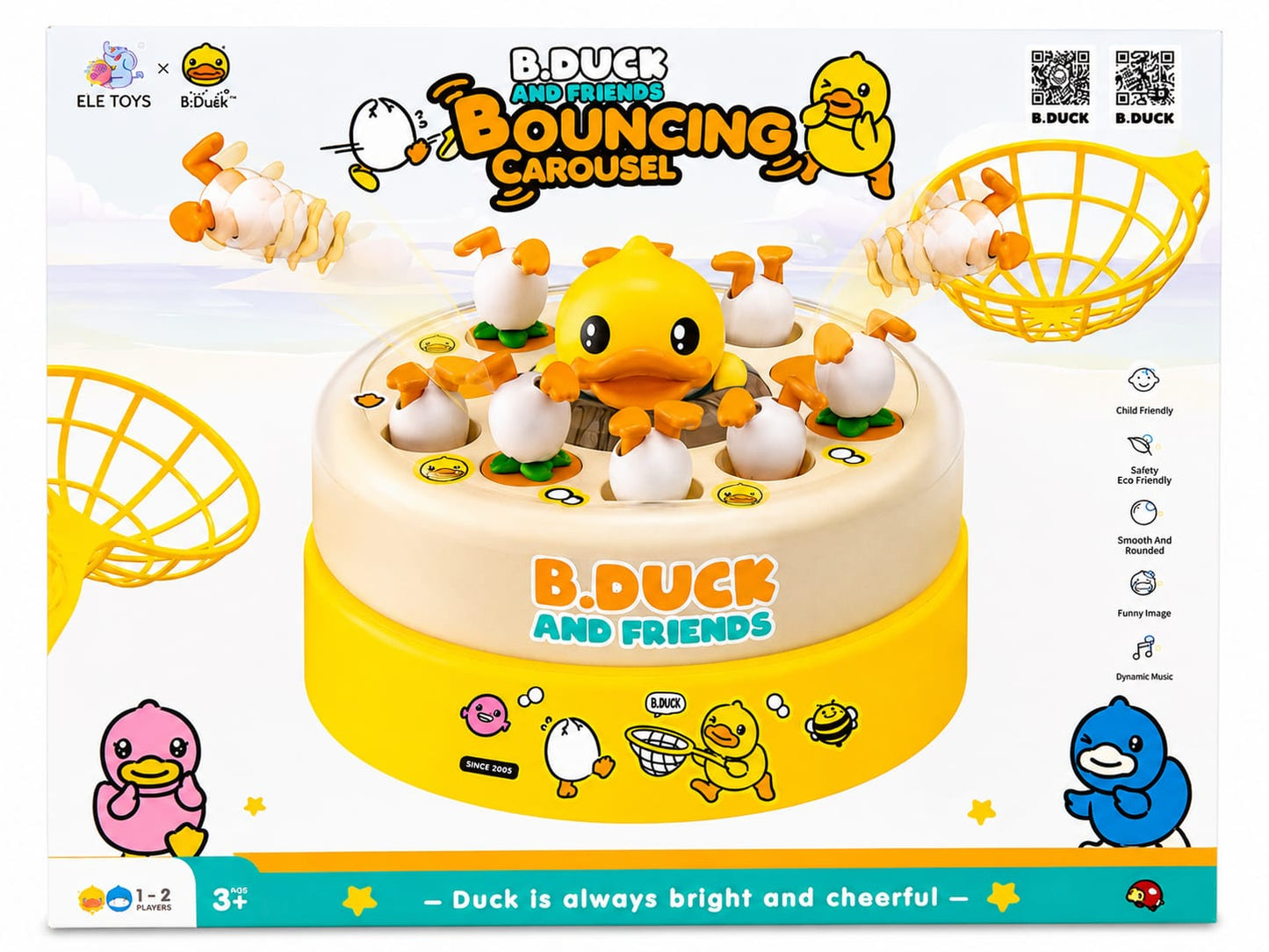 B.Duck & Friends Bouncing Carousel Game – Interactive Musical Duck Toy for Kids 3+
