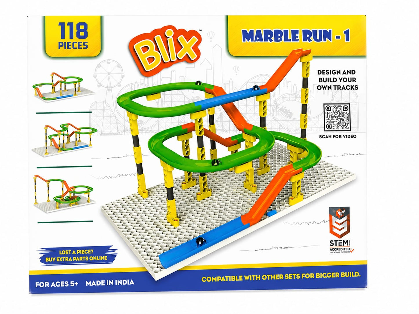 118-Piece Marble Run Building Set – DIY Track Construction STEM Educational Toy for Kids 5+