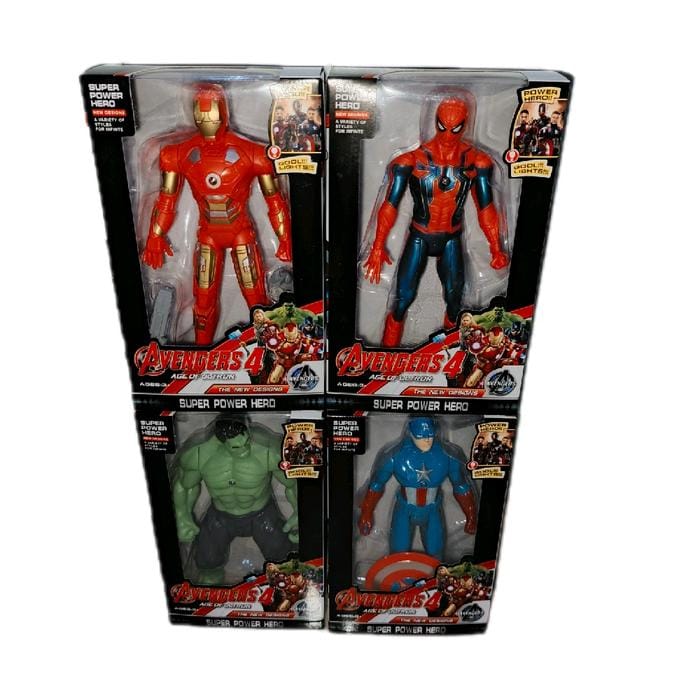 Superhero Action Figure Set – Iron Man, Spider-Man, Hulk & Captain America | Kids Collectible Toy Set