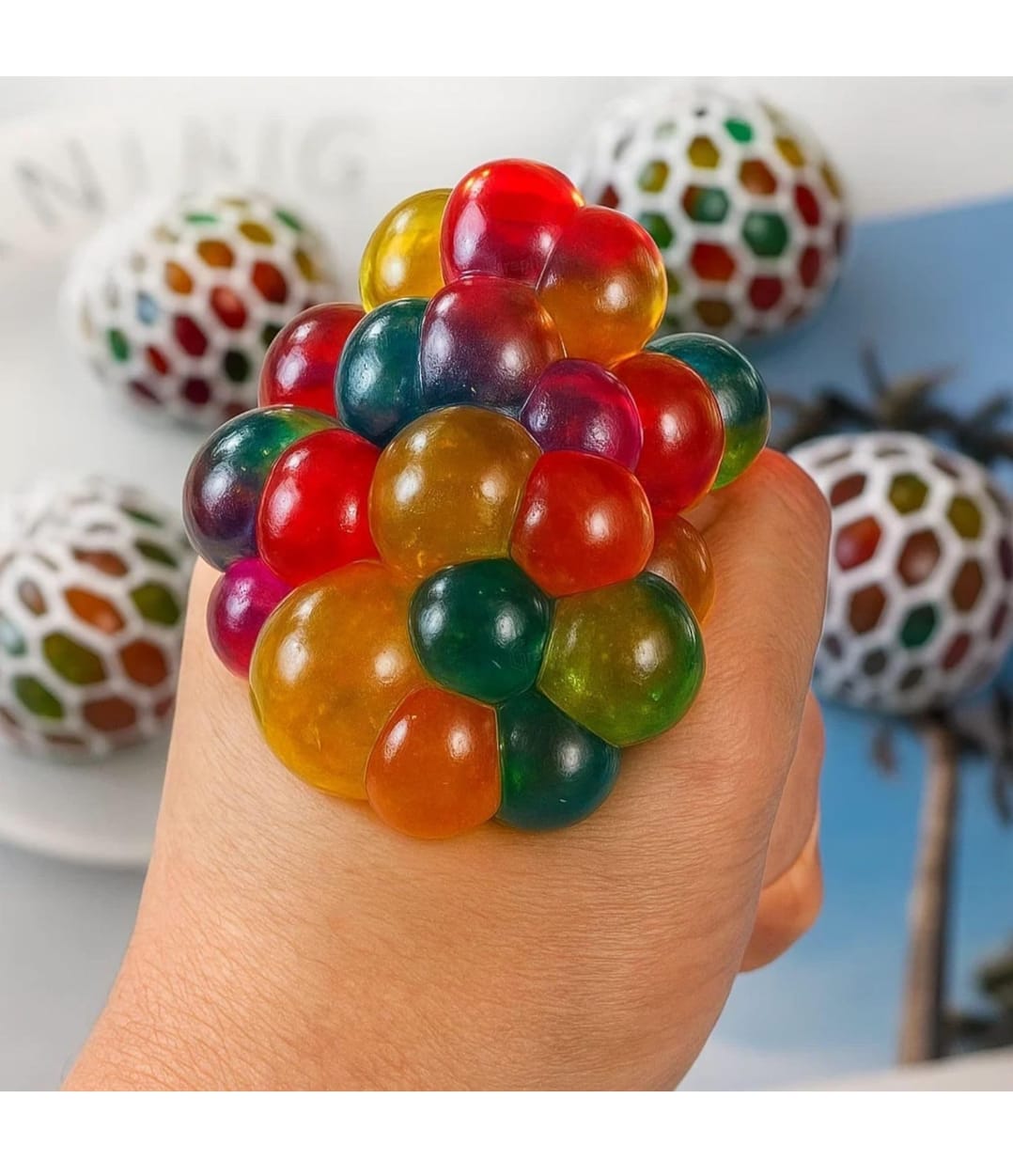Set of 2 Colorful Bubble Ball Fidget Toy – Sensory Stress Relief Squeeze Ball for Kids & Adults
